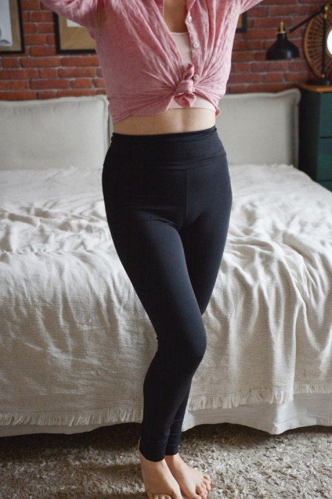Legginsy SPORT (cieńsze) bawełna organiczna GOTS CZARNE