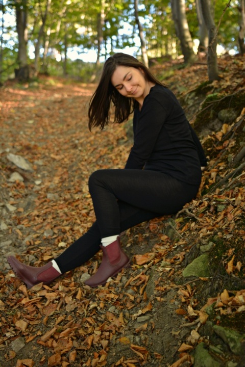 Longisław :)100% wełna merino CZARNA bluzeczka longsleeve bielizna termiczna