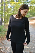 Longisław :)100% wełna merino CZARNA bluzeczka longsleeve bielizna termiczna