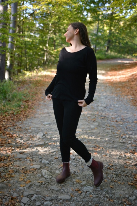 Longisław :)100% wełna merino CZARNA bluzeczka longsleeve bielizna termiczna