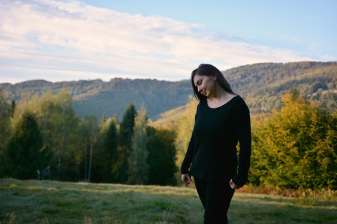 Longisław :)100% wełna merino CZARNA bluzeczka longsleeve bielizna termiczna