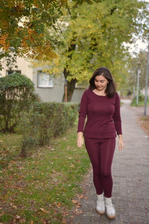 Longisław :)100% wełna merino ŚLIWKA bluzeczka longsleeve bielizna termiczna