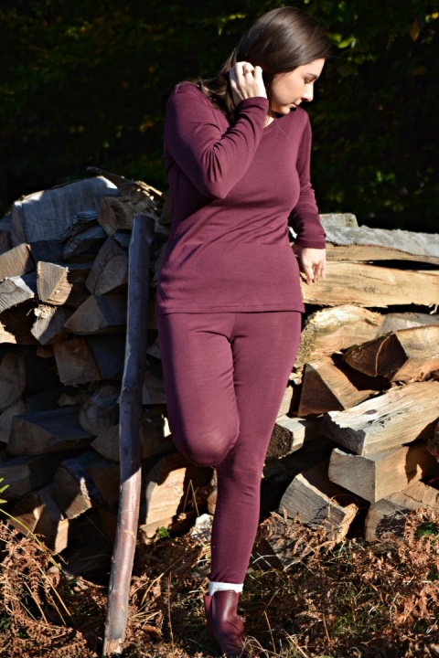 Longisław :)100% wełna merino ŚLIWKA bluzeczka longsleeve bielizna termiczna