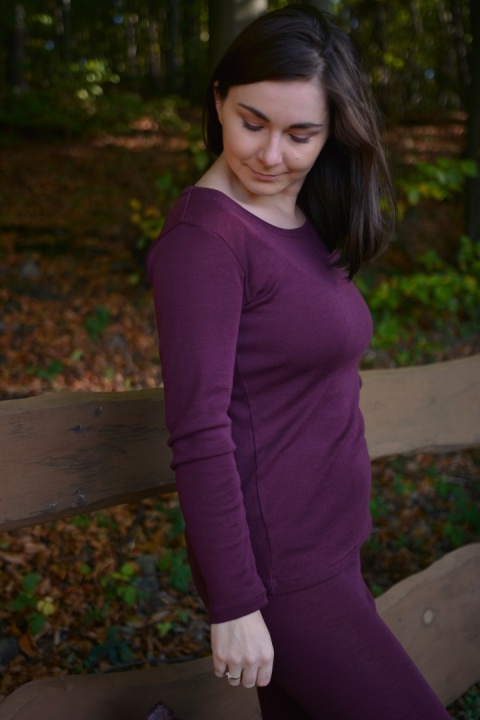 Longisław :)100% wełna merino ŚLIWKA bluzeczka longsleeve bielizna termiczna