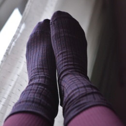 [38-40] Merino prążek śliwka skarpety