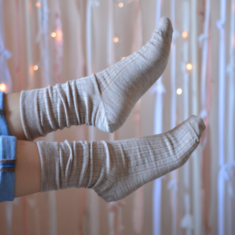 [35-37] Merino prążek kawa z mlekiem skarpety