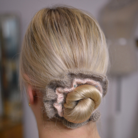 Szydełkowana scrunchie moher+wełna podwójna